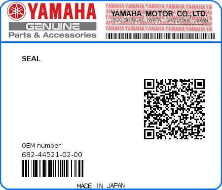 Product image: Yamaha - 682-44521-02-00 - SEAL 