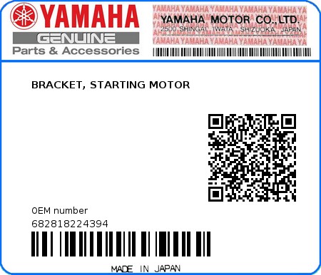 Product image: Yamaha - 682818224394 - BRACKET, STARTING MOTOR 