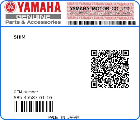 Product image: Yamaha - 685-45587-01-10 - SHIM 