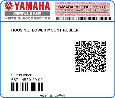 Product image: Yamaha - 687-44550-20-00 - HOUSING, LOWER MOUNT RUBBER 