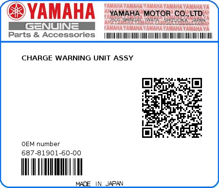 Product image: Yamaha - 687-81901-60-00 - CHARGE WARNING UNIT ASSY  0