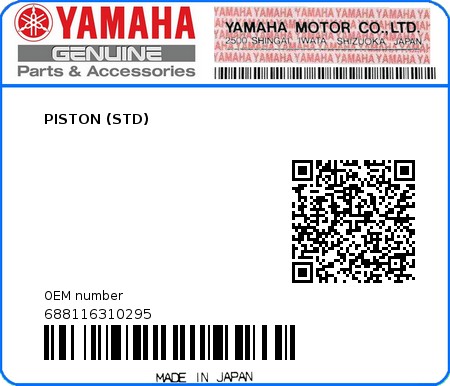 Product image: Yamaha - 688116310295 - PISTON (STD) 