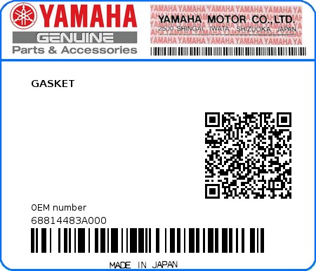 Product image: Yamaha - 68814483A000 - GASKET 