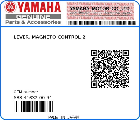 Product image: Yamaha - 688-41632-00-94 - LEVER, MAGNETO CONTROL 2 