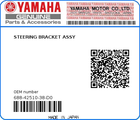 Product image: Yamaha - 688-42510-38-D0 - STEERING BRACKET ASSY 