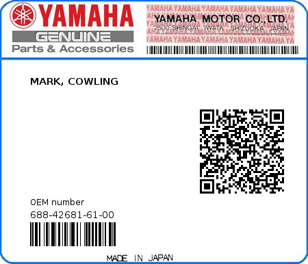 Product image: Yamaha - 688-42681-61-00 - MARK, COWLING  0