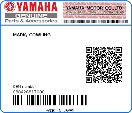 Product image: Yamaha - 688426817000 - MARK, COWLING  0