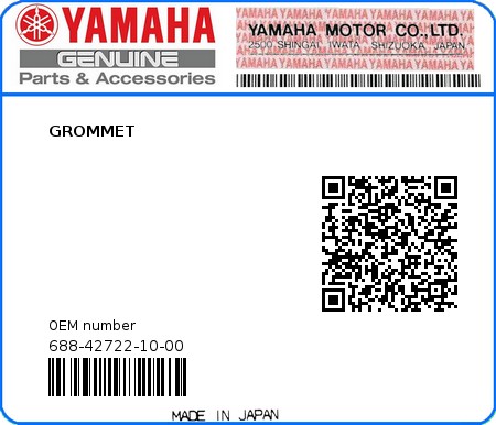 Product image: Yamaha - 688-42722-10-00 - GROMMET 