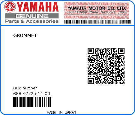 Product image: Yamaha - 688-42725-11-00 - GROMMET  0