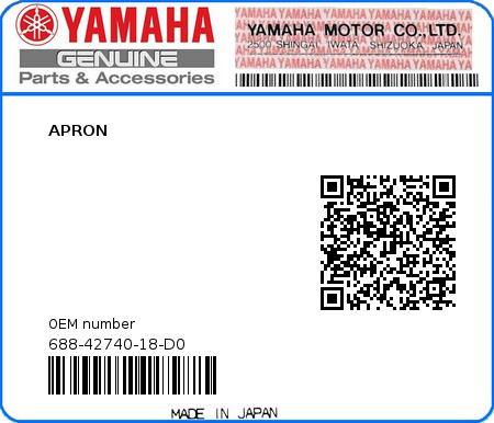 Product image: Yamaha - 688-42740-18-D0 - APRON 