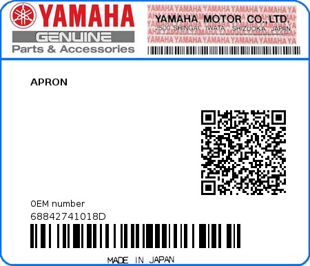 Product image: Yamaha - 68842741018D - APRON 