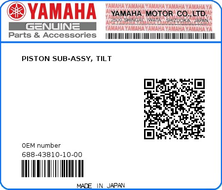 Product image: Yamaha - 688-43810-10-00 - PISTON SUB-ASSY, TILT 