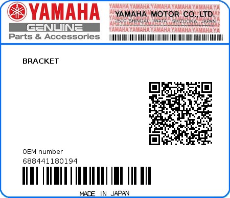 Product image: Yamaha - 688441180194 - BRACKET 