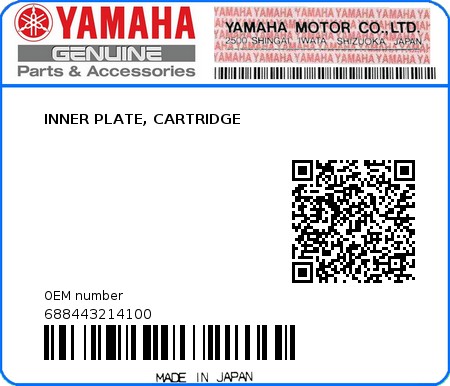 Product image: Yamaha - 688443214100 - INNER PLATE, CARTRIDGE 