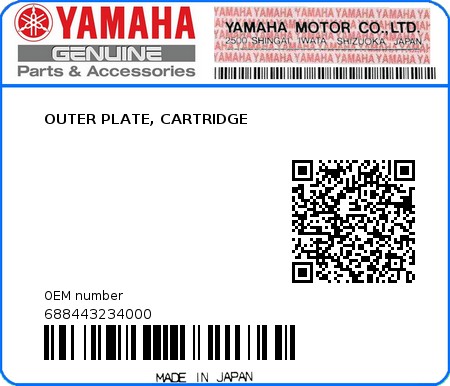 Product image: Yamaha - 688443234000 - OUTER PLATE, CARTRIDGE 