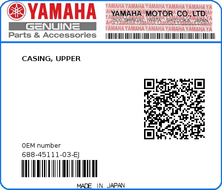 Product image: Yamaha - 688-45111-03-EJ - CASING, UPPER 