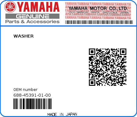 Product image: Yamaha - 688-45391-01-00 - WASHER  0