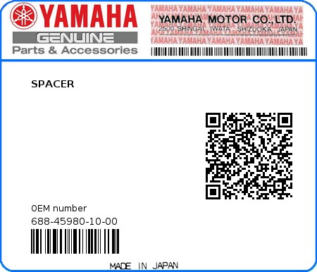 Product image: Yamaha - 688-45980-10-00 - SPACER  0