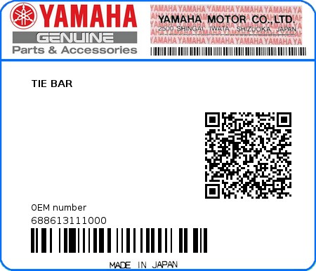 Product image: Yamaha - 688613111000 - TIE BAR 