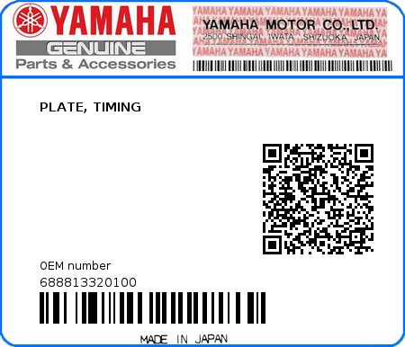 Product image: Yamaha - 688813320100 - PLATE, TIMING  0