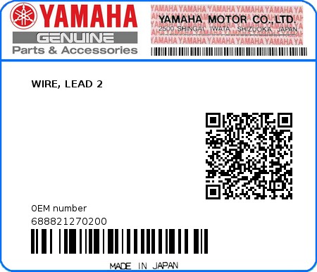 Product image: Yamaha - 688821270200 - WIRE, LEAD 2  0