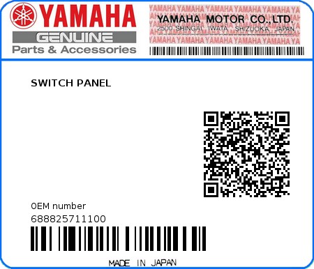 Product image: Yamaha - 688825711100 - SWITCH PANEL 