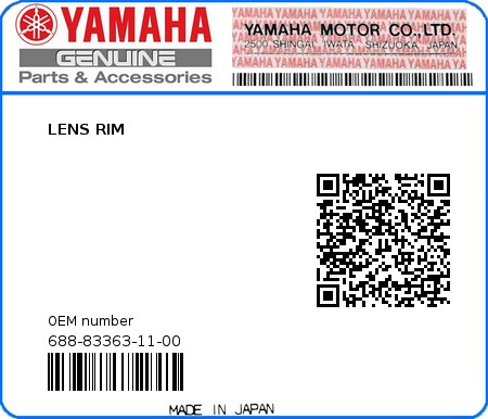 Product image: Yamaha - 688-83363-11-00 - LENS RIM  0