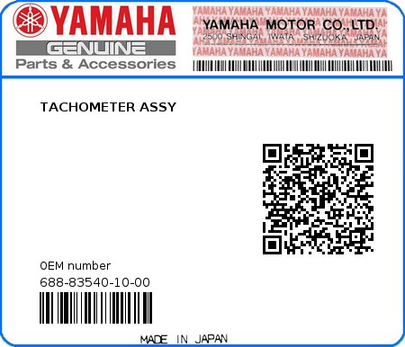 Product image: Yamaha - 688-83540-10-00 - TACHOMETER ASSY  0