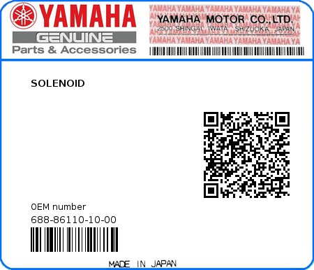 Product image: Yamaha - 688-86110-10-00 - SOLENOID 