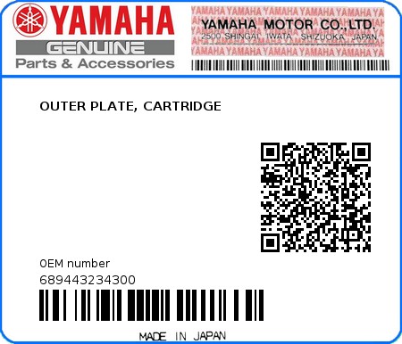 Product image: Yamaha - 689443234300 - OUTER PLATE, CARTRIDGE 