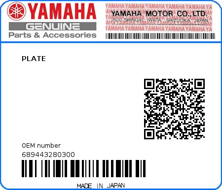 Product image: Yamaha - 689443280300 - PLATE  0