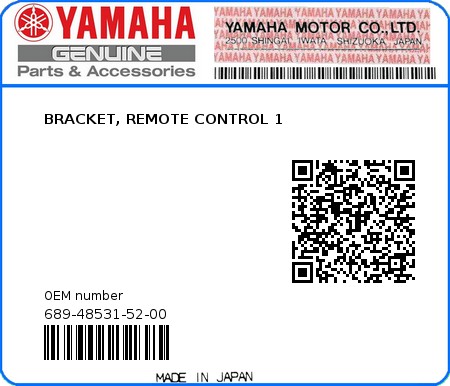 Product image: Yamaha - 689-48531-52-00 - BRACKET, REMOTE CONTROL 1 