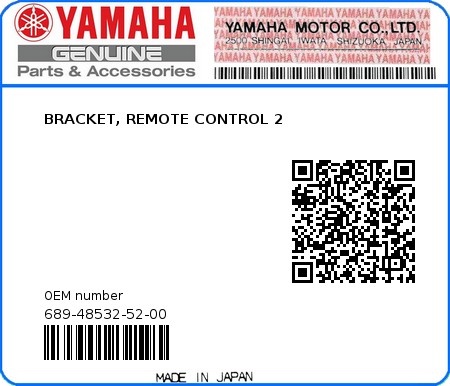 Product image: Yamaha - 689-48532-52-00 - BRACKET, REMOTE CONTROL 2 