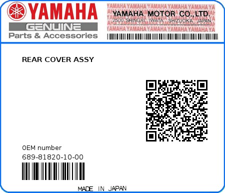 Product image: Yamaha - 689-81820-10-00 - REAR COVER ASSY 