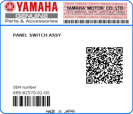 Product image: Yamaha - 689-82570-02-00 - PANEL SWITCH ASSY  0