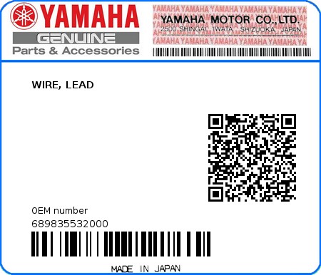 Product image: Yamaha - 689835532000 - WIRE, LEAD 