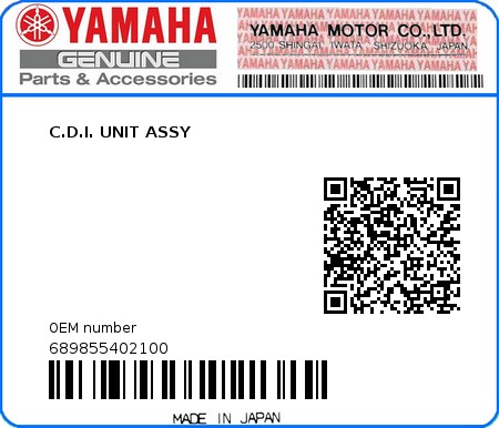 Product image: Yamaha - 689855402100 - C.D.I. UNIT ASSY 