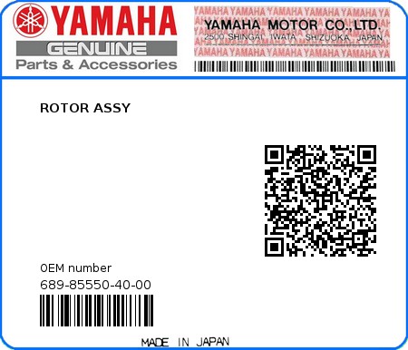 Product image: Yamaha - 689-85550-40-00 - ROTOR ASSY  0