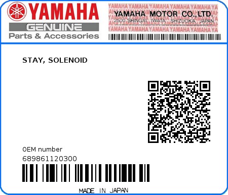 Product image: Yamaha - 689861120300 - STAY, SOLENOID 