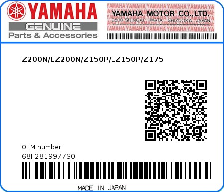 Product image: Yamaha - 68F2819977S0 - Z200N/LZ200N/Z150P/LZ150P/Z175 