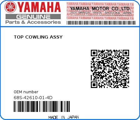 Product image: Yamaha - 68S-42610-01-4D - TOP COWLING ASSY  0