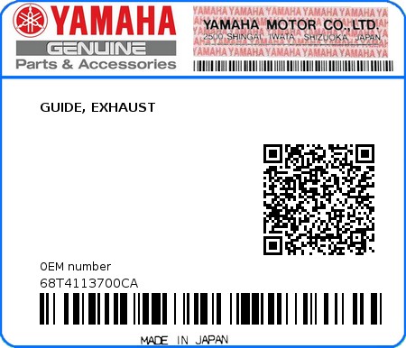 Product image: Yamaha - 68T4113700CA - GUIDE, EXHAUST 