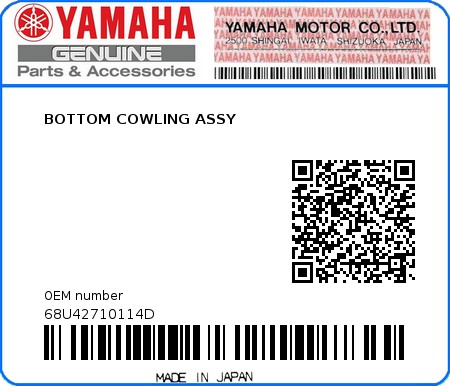 Product image: Yamaha - 68U42710114D - BOTTOM COWLING ASSY  0