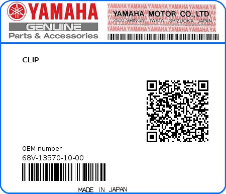 Product image: Yamaha - 68V-13570-10-00 - CLIP 