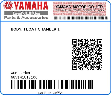 Product image: Yamaha - 68V141812100 - BODY, FLOAT CHAMBER 1 