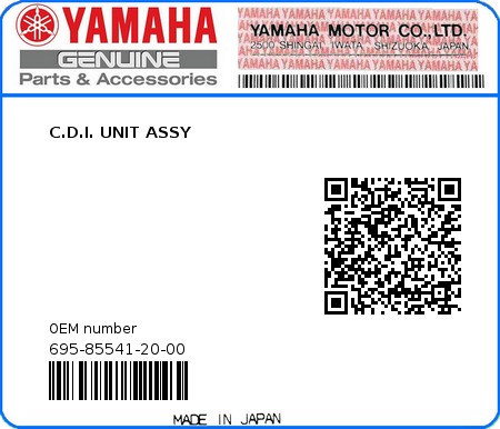 Product image: Yamaha - 695-85541-20-00 - C.D.I. UNIT ASSY  0