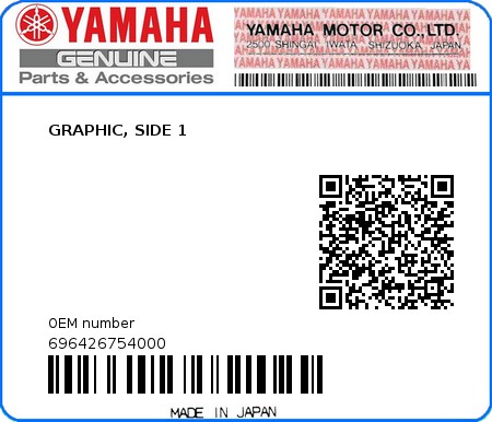 Product image: Yamaha - 696426754000 - GRAPHIC, SIDE 1  0