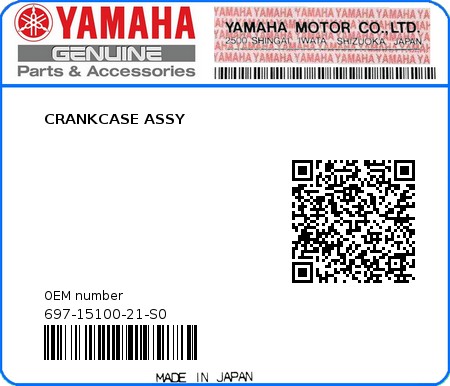 Product image: Yamaha - 697-15100-21-S0 - CRANKCASE ASSY  0