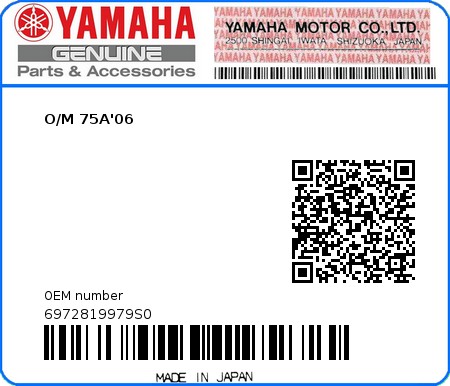 Product image: Yamaha - 6972819979S0 - O/M 75A'06 