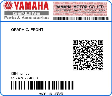 Product image: Yamaha - 697426774000 - GRAPHIC, FRONT 